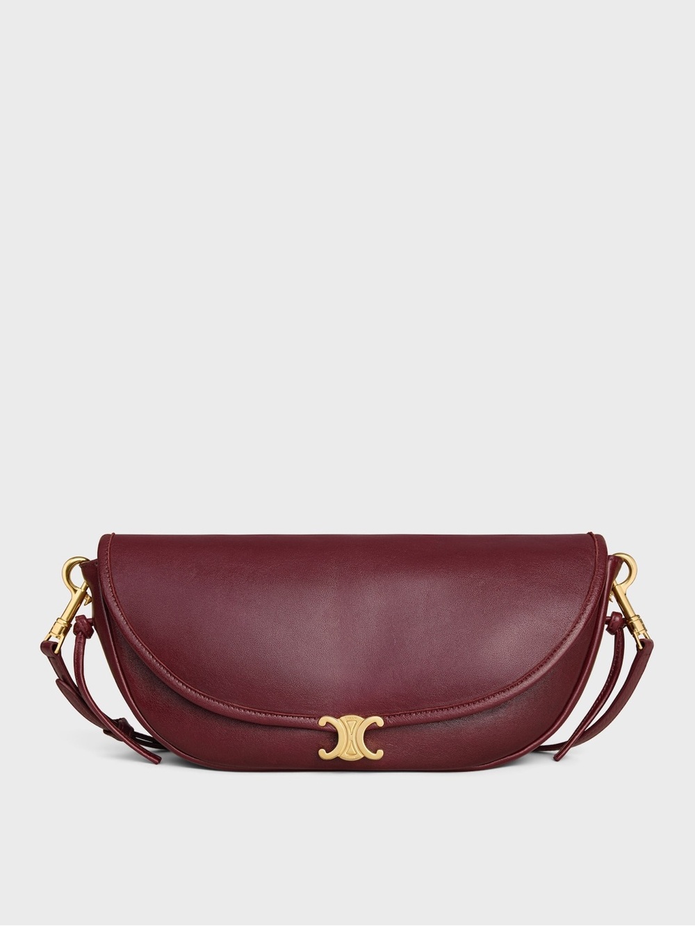 Celine Triomphe Half-Moon  in Bordeaux with Gold Hardware